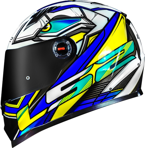 Capacete Ls2 Ff358 Classic Xdron Azul/amarelo Nf Novo