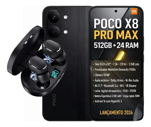 Poco X8 Pro Max 5g 512gb 12+12gb Ram 8500mah Global + Fone