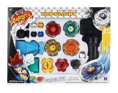 Imagem 5 de 10 de Kit 4 Beyblade Metal Fusion Pião C/super Lançador Brinquedo