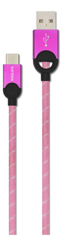 Cabo Carregador Usb Tipo C Philips Premium Usbc Cor Rosa