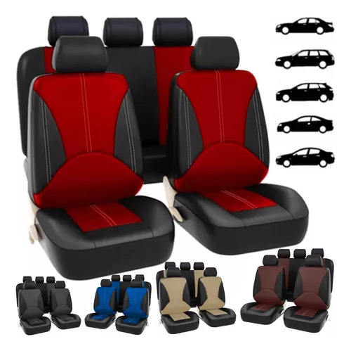 Fundas De Asiento De Coche Cuero Respirable 9 Piezas Bicolor