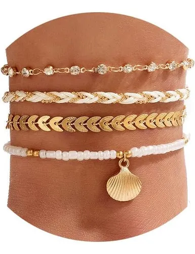 comprar Zz Zinfandel 4 Tobilleras Bohemias De Concha De Puka Con Cue