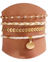 Comprar Zz Zinfandel 4 Tobilleras Bohemias De Concha De Puka Con Cue