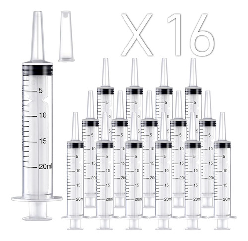 16 Pack 20ml Large Plastic Syringe, Catheter Tip Indivi...