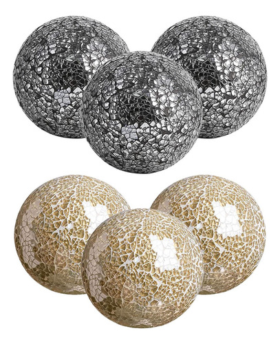 Bolas Esféricas De Mosaico De Vidrio, 6 Unidades, 4 Cuencos