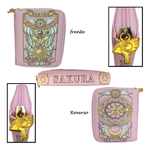 Sakura Card Captor Cartera Kawaii Clow Monedero Anime Sakura Rosa