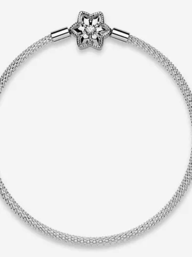Brazalete Plata Pandora Malla Shine Bright Snowflake 17cm Cuotas
