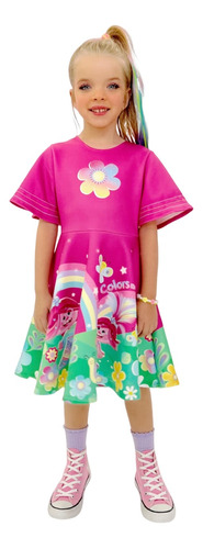 Vestido Infantil Poppy Filme Trolls - Kukiê Meninas