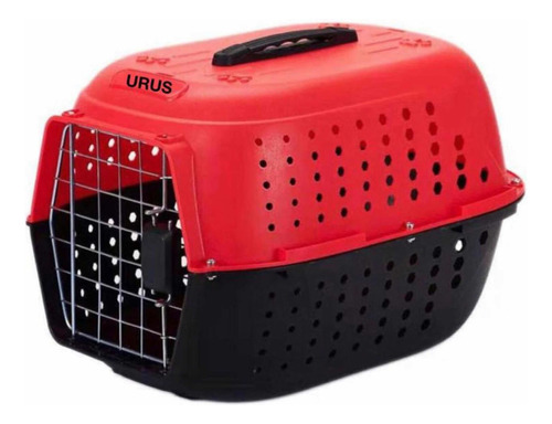 Transportadora Económica Perro-gato Puerta De Metal Urus Color Rojo