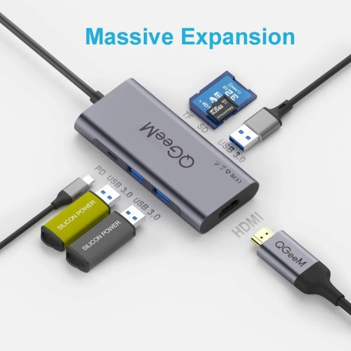 Adaptador Usb C Hub Mac Macbook Air Pro Hdmi 4k 40gbs Aluminio Usb 3.0 Micro Sd Para 1708 A1706 A1932