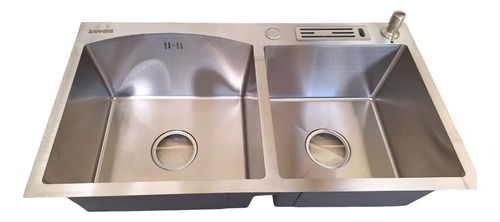 Bachas Doble Cocina Pileta Acero Inoxidable 78x43 Cm Zaphire Plateado