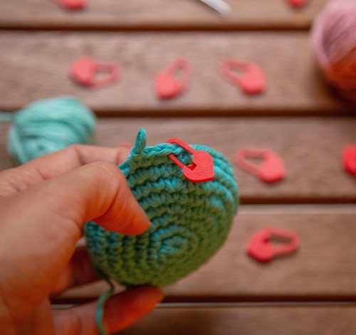 Marcador Puntos Crochet Tejido Corazon Candado X 25 Unidades Rojo