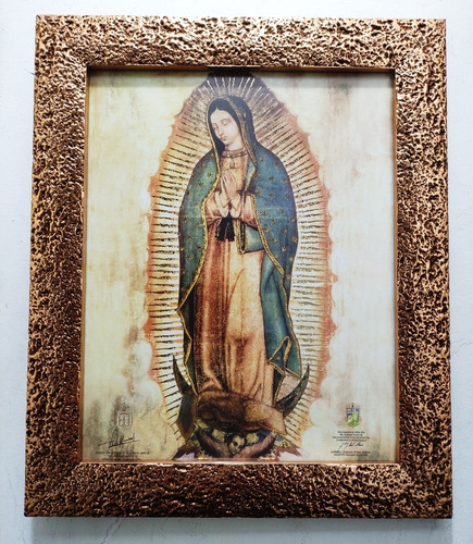 Virgen De Guadalupe Oficial En Marco Cobre 2 30 X 25 Cms
