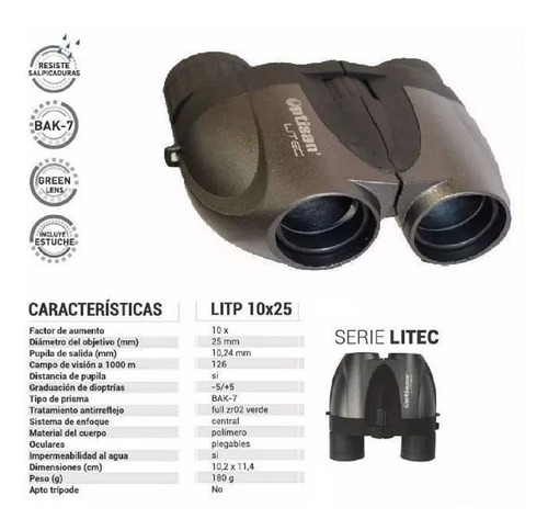 Binocular Hokenn Largavista Prismatico Litec P 10x25 Verde