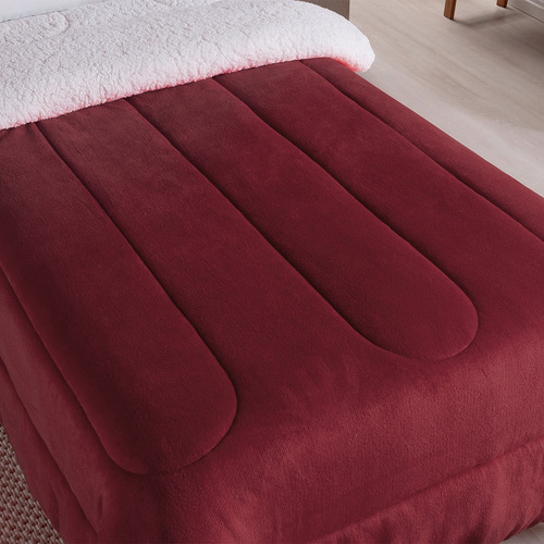 Edredom Cobertor Solteiro Infantil Sherpa Dupla Face Fleece Vinho Liso Felpudo Com Sherpa Dupla Face