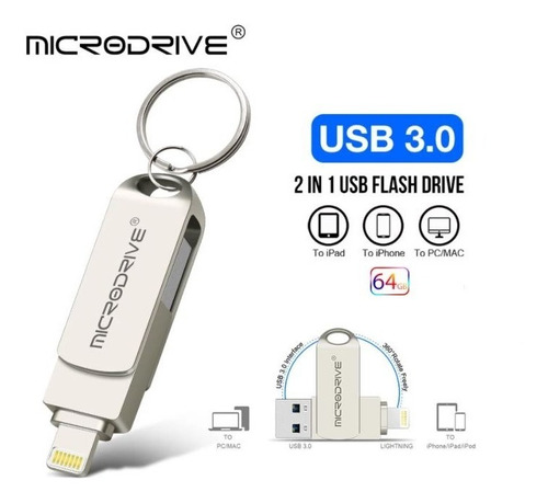 Memoria Usb De Metal 2 En 1 Para iPhone,iPad. 64gb