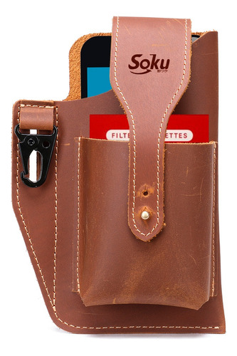 Soku Funda Piel Natural Original Para iPhone Celular Cinto