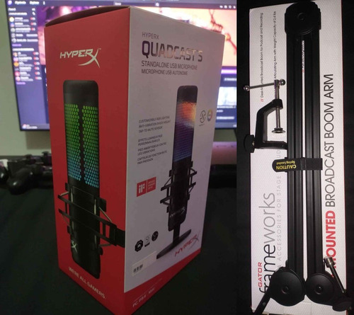 Micrófono Hyperx Quadcast S + Brazo