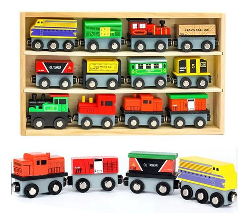 Tren De Madera Magnético Con Cajón Por 12 Pcs