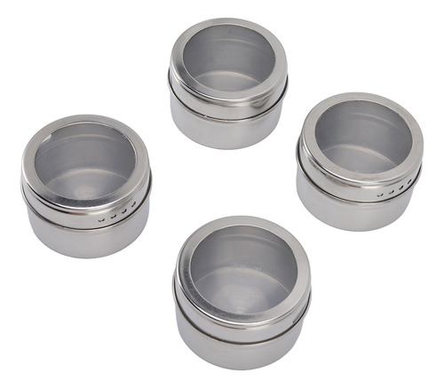 Tarros De Acero Inoxidable Para Especias, 4 Unidades, Con Ta