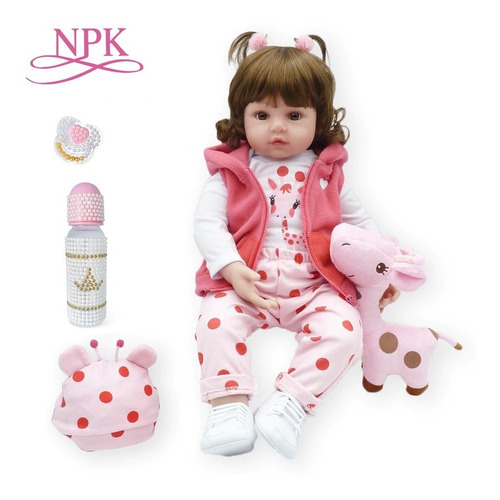 Bebe Reborn Corpo Pano Linda Com Girafinha 48cm - Laura Baby