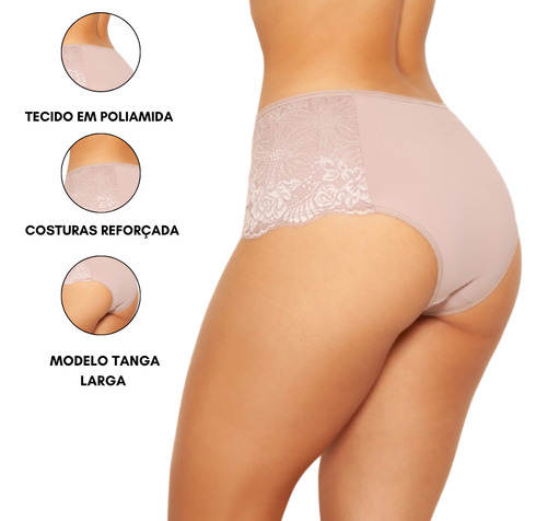 Calcinha Plus Size Poliamida Forro 100% Algodão E Conforto