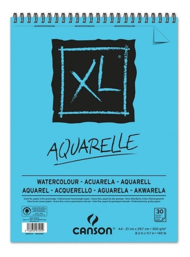 Canson Xl Croquera Aquarelle Acuarela, A4 300gr 21 X 29,7cm