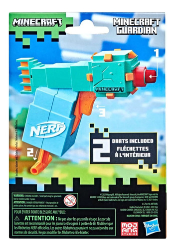 Nerf Minecraft Microshots Guardian Blaster Pistola De Dardos
