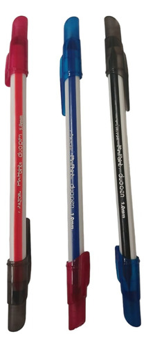 3 Boligrafo Doble Punta Pin Point Punto 1.00 Azul-negro-rojo