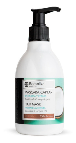 Mascara Capilar Con Aceite Puro De Coco Y Argan - Botanika