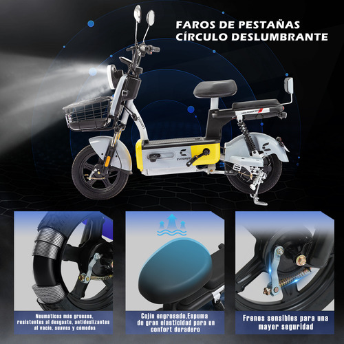 Bicicleta Eléctrica Evoswift E600 Color Amarillo 48v
