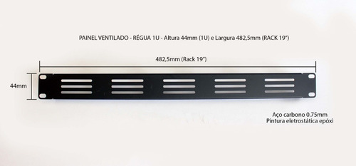 Painel Ventilado Régua 1u Rack 19
