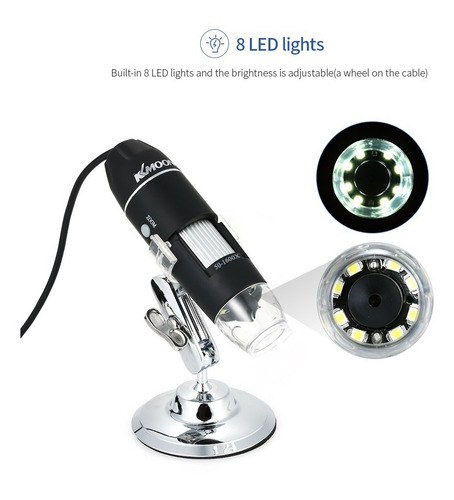 Microscopio Digital Kkmoon Con Aumento De 1600x Y Cable Usb