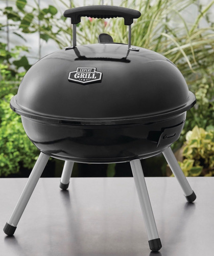 Asador De Carbon Portatil Expert Grill Redondo Negro 37 Cm