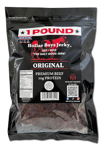 Hollar Boys Snacks Original Beef Jerky Bolsa Resellable De U