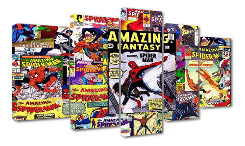 5 Cuadros Decorativos Comics Spiderman Famosos 100x56cm