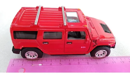 Hummer H2 Suv 2008, Roja, Escala 1:36, 12cms Largo, Metal
