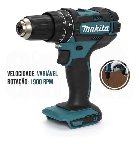 Taladro de impacto Makita de 1/2-18 V S/bat DDF482z de un solo color