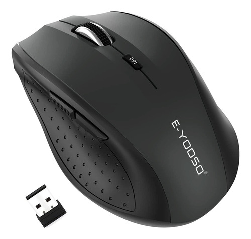 Terport Mouse Inalámbrico Negro F11 Con Receptor Usb, Mouse Óptico Con 6 Botones, 2400 Dp + 5 Niveles Adjustables, Mouse Inalambrico Ergonomico Portatil Para Computadoras/laptops