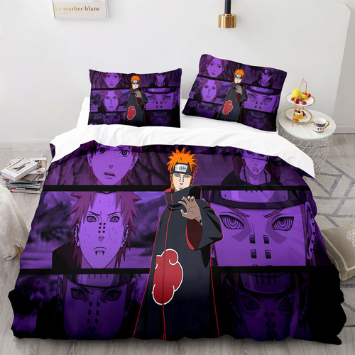 Juego Funda De Edredón Naruto Pain Ropa De Cama Individual A