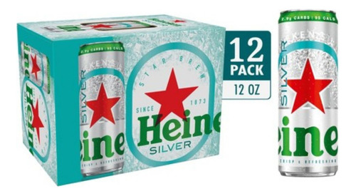 12 Cervejas Premium Heineken Silver Lata 355ml