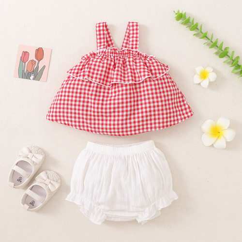 Conjunto De 2 Piezas Con Vestido Halter De Algodón Para Bebé