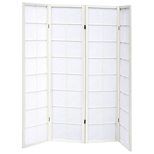 Biombo Blanco Madera 4 Paneles, 70 L X 1 D X 69 H