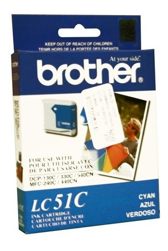 Tinta Brother Lc51c Cyan 400 Paginas Rendimiento Estandar