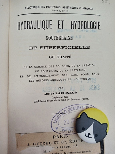 Libro Hydraulique Et Hydrologie Jules Laffineur 116i6