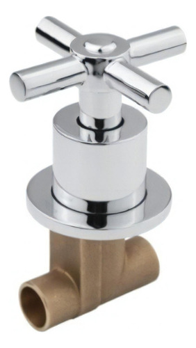 Juego Llaves De Empotrar Con Maneral Tipo Cruceta Soldable Acabado Cromo Color Plateado
