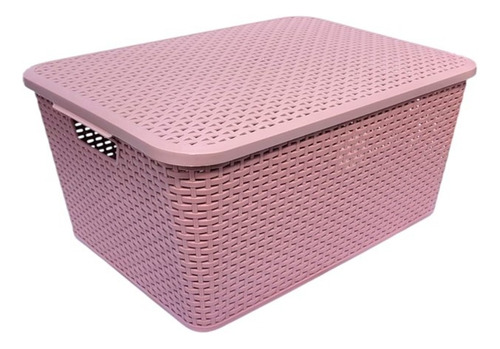 Cesta Caja Multifuncional Con Tapa Y Agarradera Rattan