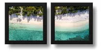 Comprar Set 2 Cuadros Playa Mar Isla Paisajes Decoracion - 33x33cm Marco Negro
