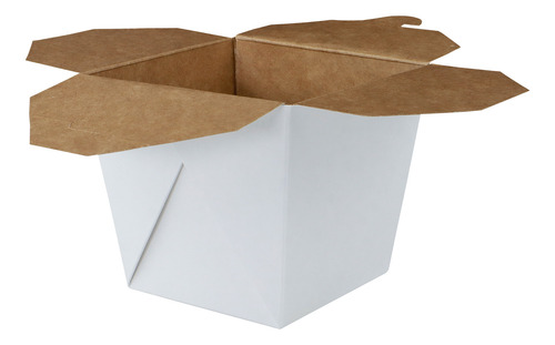 Embalagem Box Branco P/ Delivery C/ 100 Unids 500ml Montada Branco
