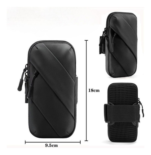 Brazalete Deportivo Para Correr, Funda Con Soporte Negro